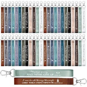 Roowest 120 Pcs Bible Keychain Scriptures Bible Verse Keychain Lanyard Inspirational Gifts Bulk Religious Church Gift