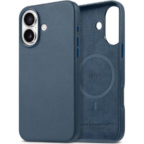 TUCCH Case for iPhone 16 Pro, [Magnetic Wireless Charging] Anti-Slip PU Leather Shockproof Case, Slim Anti-Fingerprint Lightweight Protective Back Cover Compatible with iPhone 16 Pro 6.3", Black