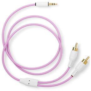 MyVolts Candycord audio cable, straight mini jack to LR RCA, 80cm, Mint Green colour, perfect for Roland SP-404