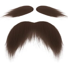 Lorax Mustache Yellow Fake Mustache Eyebrows Fake Beard Stick on Mustache Cosplay Costume Accessories Funny Party Favors Halloween Christmas Costume Party Cosplay