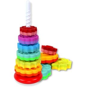 Spinning Stacker Toy - Rainbow Ring Stacker Montessori Baby Toys for 15 Months+ - Sensory & Learning Toys for Toddlers for Boys & Girls