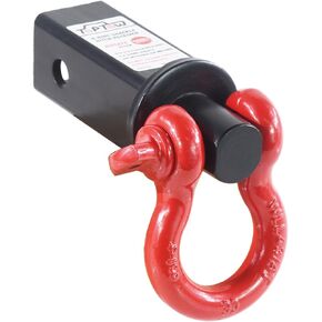 TOPTOW Trailer Recovery Shackle Tow Hitch (Capacity 10000lbs) fits for 2 inch Receiver 360 Rotate, with 3/4 inch D-Ring