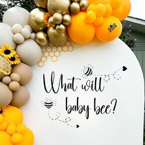 What Will Baby Bee Baby Shower Decal Sign - Gender Reveal Sign Decal, Honey Bee Themed Baby Shower Decorations for Party, Balloon Arch, Backdrop…