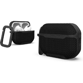 UAG Designed for AirPods Pro Case (2nd Generation 2022) Metropolis Ballistic ARMR Black - Rugged Protective Case Cover Compatible with MagSafe Charging with Keychain Carabiner by URBAN ARMOR GEAR