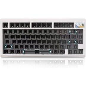 GMK81 75% Keyboard Kit,Hot Swap Bluetooth/2.4G Wireless/Type-C Tri-Mode RGB Mechanical Keyboard with TFT-LCD Screen PCB Gasket VIA Programmable Customized Barebones TKL Gaming DIY Kit (White)
