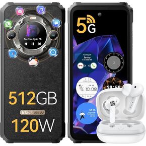 Blackview BL9000 5G هاتف ذكي متين 24 جيجابايت + 512 جيجابايت، 6.78 بوصة 2.4 كيلو 120 هرتز هاتف متين + شاشة خلفية 1.32 بوصة، شحن 120 وات/8800 مللي أمبير، كاميرا مزدوجة 50 ميجابكسل، شريحة 5G الأبعاد 8020، أندرويد 13، بصمة الإصبع/معرف الوجه/NFC in Kuwait