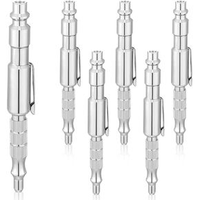 6 Pcs 1/4" I/m Type Adjustable Pocket Plug Air Blow Gun Air Blower for Compressor Air Nozzle Blow Gun Portable Air Blower Pen for Dust Cleaning(Silver)