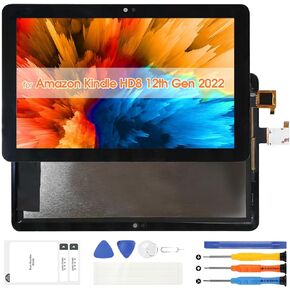 for Amazon Kindle Fire Tablet HD8 12th Gen 2022 Screen Replacement for Amazon Fire HD 8 Plus T805S R2SP8T LCD Display Touch Screen Digitizer Assembly with Repair Tools(Black)