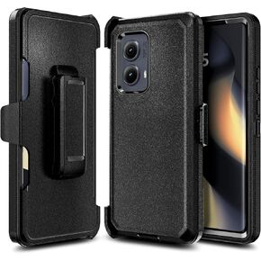 مصمم لجراب Motorola Edge 2024 [تم اختبار السقوط بدرجة عسكرية بطول 16FT] حافظة بمشبك حزام، حماية كاملة للجسم، حماية شديدة التحمل 3 طبقات حافظة متينة هجينة مقاومة للصدمات (أسود) in Kuwait