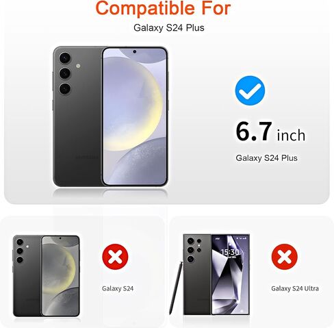 [3+3 Pack] Samsung Galaxy S24 Plus 5G Screen Protector, 3 Pack Shatterproof Premium Tempered Glass + 3 Pack Camera Lens Film, Fingerprint Support, 9H Hardness, Easy Installation in Saudi Arabia