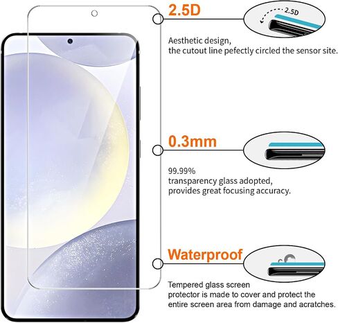 [3+3 Pack] Samsung Galaxy S24 Plus 5G Screen Protector, 3 Pack Shatterproof Premium Tempered Glass + 3 Pack Camera Lens Film, Fingerprint Support, 9H Hardness, Easy Installation in Saudi Arabia