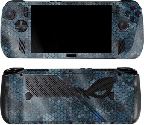 غلاف لامع لامع متوافق مع Asus ROG Ally X - Blue Hexa Camo - غطاء لاصق واقٍ من الفينيل 3M ممتاز - سهل الاستخدام | صُنع في الولايات المتحدة الأمريكية بواسطة MightySkins in Saudi Arabia