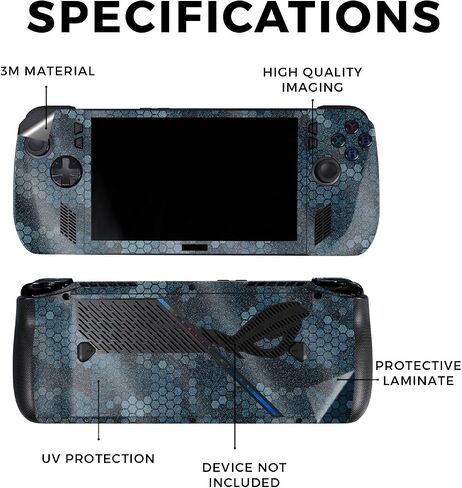 غلاف لامع لامع متوافق مع Asus ROG Ally X - Blue Hexa Camo - غطاء لاصق واقٍ من الفينيل 3M ممتاز - سهل الاستخدام | صُنع في الولايات المتحدة الأمريكية بواسطة MightySkins in Saudi Arabia
