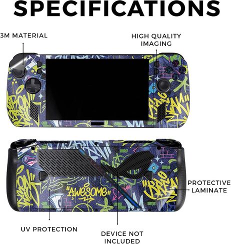 غلاف لامع لامع متوافق مع Asus ROG Ally X - Blue Hexa Camo - غطاء لاصق واقٍ من الفينيل 3M ممتاز - سهل الاستخدام | صُنع في الولايات المتحدة الأمريكية بواسطة MightySkins in Saudi Arabia