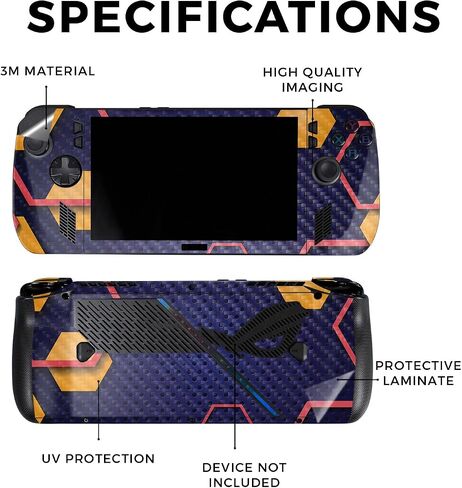 غلاف لامع لامع متوافق مع Asus ROG Ally X - Blue Hexa Camo - غطاء لاصق واقٍ من الفينيل 3M ممتاز - سهل الاستخدام | صُنع في الولايات المتحدة الأمريكية بواسطة MightySkins in Saudi Arabia