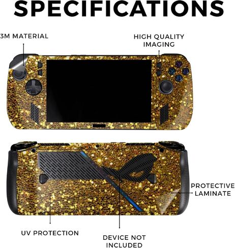 Skin Compatible with Asus ROG Ally X - Gold Dazzle - Premium 3M Vinyl Protective Wrap Decal Cover - Easy to Apply | Crafted in The USA by MightySkins in Saudi Arabia