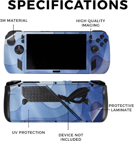 Glossy Glitter Skin Compatible with Asus ROG Ally X - Papercraft Blue - Premium 3M Vinyl Protective Wrap Decal Cover - Easy to Apply | Crafted in The USA by MightySkins in Kuwait
