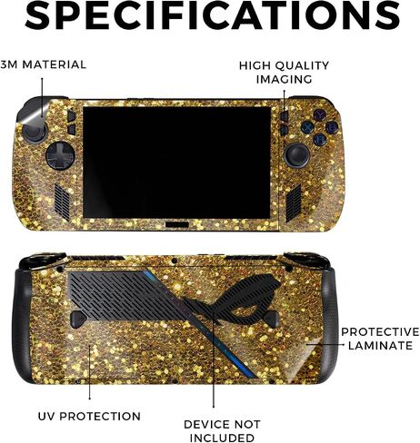 Skin Compatible with Asus ROG Ally X - Gold Dazzle - Premium 3M Vinyl Protective Wrap Decal Cover - Easy to Apply | Crafted in The USA by MightySkins in Saudi Arabia