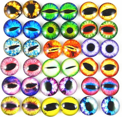JulieWang 12mm 60pcs Mixed Dragon Eyes Round time gem Cover Glass Cabochon Dome Cameo Pendant Settings in Kuwait