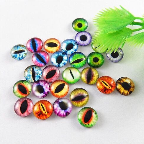 JulieWang 12mm 60pcs Mixed Dragon Eyes Round time gem Cover Glass Cabochon Dome Cameo Pendant Settings in Kuwait
