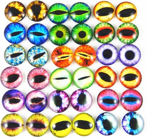 JulieWang 12mm 60pcs Mixed Dragon Eyes Round time gem Cover Glass Cabochon Dome Cameo Pendant Settings in Saudi Arabia