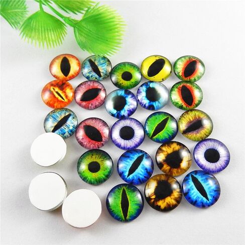 JulieWang 12mm 60pcs Mixed Dragon Eyes Round time gem Cover Glass Cabochon Dome Cameo Pendant Settings in Saudi Arabia