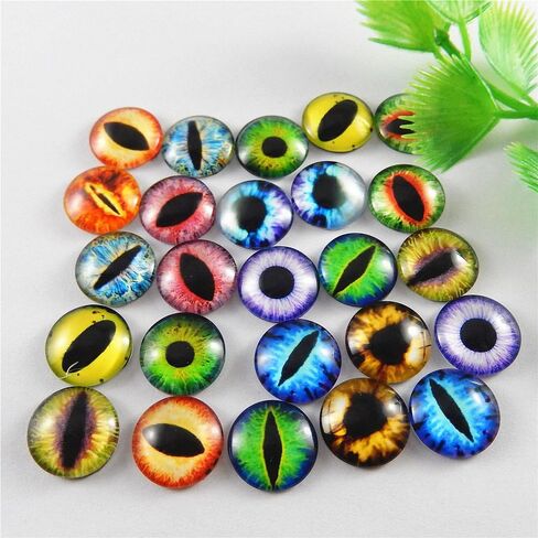 JulieWang 12mm 60pcs Mixed Dragon Eyes Round time gem Cover Glass Cabochon Dome Cameo Pendant Settings in Saudi Arabia