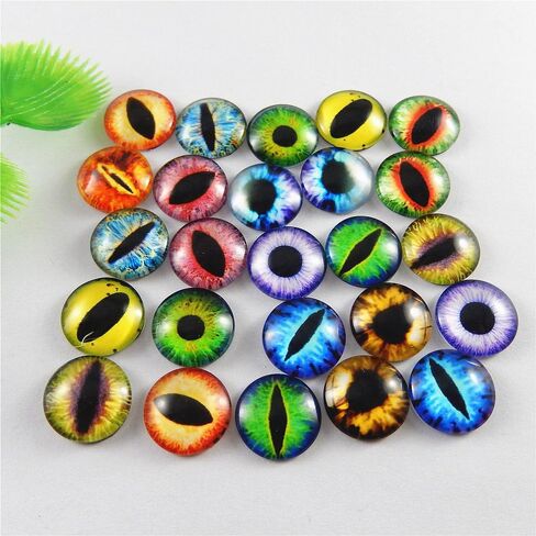 JulieWang 12mm 60pcs Mixed Dragon Eyes Round time gem Cover Glass Cabochon Dome Cameo Pendant Settings in Saudi Arabia