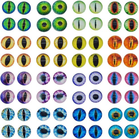 JulieWang 12mm 60pcs Mixed Dragon Eyes Round time gem Cover Glass Cabochon Dome Cameo Pendant Settings in Saudi Arabia