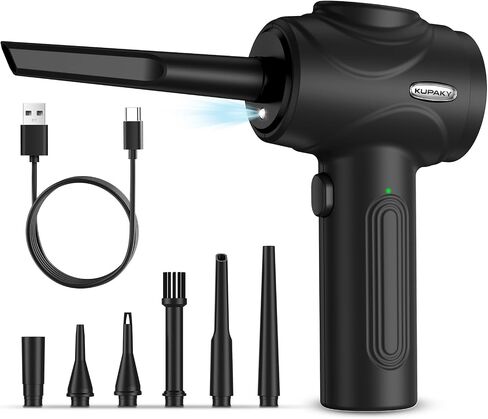 Compressed Air Duster for Computer, Electric air Duster for Keyboards Cars Laptop, 3 Gear Air Blower with LED Light in Saudi Arabia