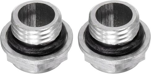 HARFINGTON 2pcs Air Compressor Oil Sight Glass 14 x 1.5mm Male Thread Liquid Level Gauge Aluminum Alloy Hex Head Oil Indicator Window with O-Ring for Air Compressor Gearbox Tanks, Silver in Kuwait