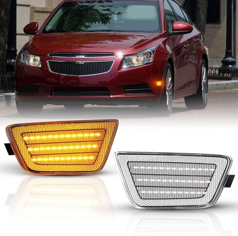 Front Bumper Side Marker Lights Assemly, Led Amber Fender Turn Side Signal Lamps Compatible with 2011-2015 Chevrolet Cruze GM2550198 GM2551198 Driver and Passenger Side - Smoked Lens in Kuwait