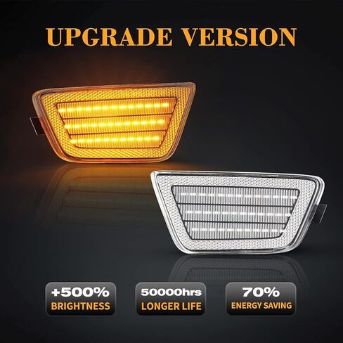 Front Bumper Side Marker Lights Assemly, Led Amber Fender Turn Side Signal Lamps Compatible with 2011-2015 Chevrolet Cruze GM2550198 GM2551198 Driver and Passenger Side - Smoked Lens in Kuwait