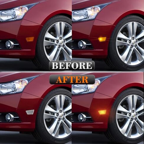 Front Bumper Side Marker Lights Assemly, Led Amber Fender Turn Side Signal Lamps Compatible with 2011-2015 Chevrolet Cruze GM2550198 GM2551198 Driver and Passenger Side - Smoked Lens in Kuwait