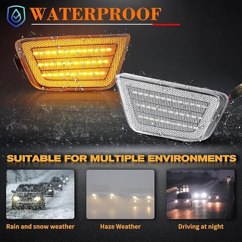 Front Bumper Side Marker Lights Assemly, Led Amber Fender Turn Side Signal Lamps Compatible with 2011-2015 Chevrolet Cruze GM2550198 GM2551198 Driver and Passenger Side - Smoked Lens in Kuwait