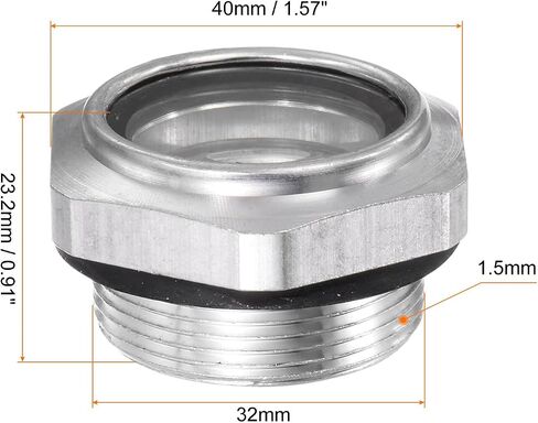 HARFINGTON 2pcs Air Compressor Oil Sight Glass 14 x 1.5mm Male Thread Liquid Level Gauge Aluminum Alloy Hex Head Oil Indicator Window with O-Ring for Air Compressor Gearbox Tanks, Silver in Kuwait