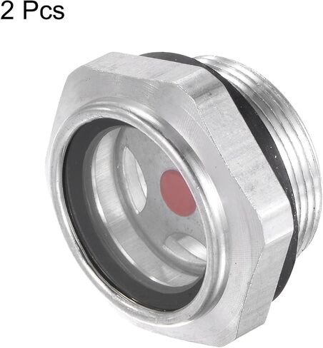 HARFINGTON 2pcs Air Compressor Oil Sight Glass 14 x 1.5mm Male Thread Liquid Level Gauge Aluminum Alloy Hex Head Oil Indicator Window with O-Ring for Air Compressor Gearbox Tanks, Silver in Kuwait