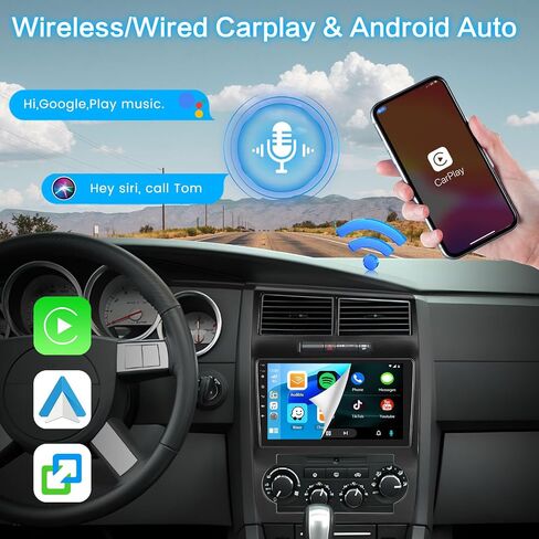 [2+64 جيجابايت] ستيريو سيارة Inefala Android 13 لسيارة Dodge Charger/Magnum 2005 2006 2007، شاشة لمس 9 بوصات مع Carplay Android Auto، GPS Bluetooth WiFi SWC USB RCA Canbus MIC كاميرا احتياطية in Saudi Arabia