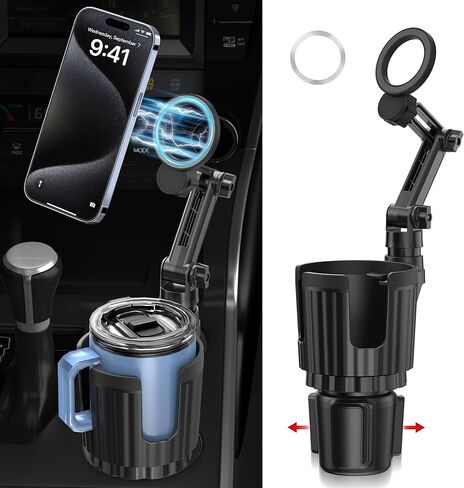 حامل أكواب مغناطيسي للهاتف للسيارة، حامل أكواب مغناطيسي للسيارة، حامل هاتف 2 في 1 للسيارة متوافق مع iPhone 12 وما فوق، حافظة مغناطيسية وجميع الهواتف ومعظم الزجاجات in Kuwait