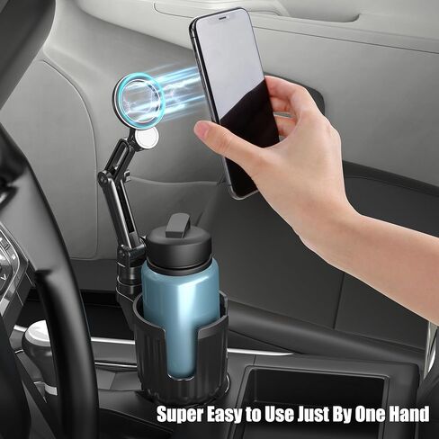 حامل أكواب مغناطيسي للهاتف للسيارة، حامل أكواب مغناطيسي للسيارة، حامل هاتف 2 في 1 للسيارة متوافق مع iPhone 12 وما فوق، حافظة مغناطيسية وجميع الهواتف ومعظم الزجاجات in Kuwait