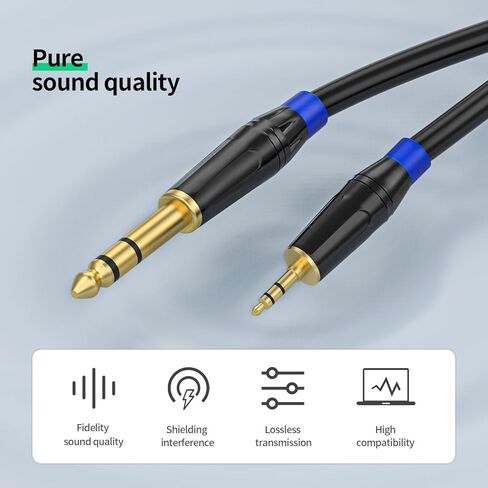 (1 حزمة 5 أقدام 1/8 إلى 1/4 كابل ستيريو 3.5 مم TRS إلى 6.35 مم كابل صوت، كمبيوتر محمول، أجهزة المسرح المنزلي، مكبر الصوت ومكبرات الصوت in Kuwait