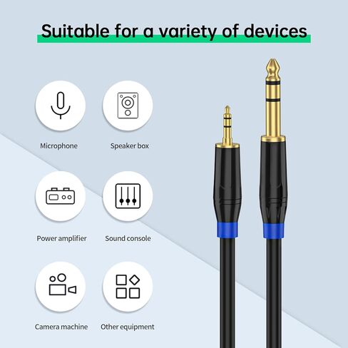 (1 حزمة 5 أقدام 1/8 إلى 1/4 كابل ستيريو 3.5 مم TRS إلى 6.35 مم كابل صوت، كمبيوتر محمول، أجهزة المسرح المنزلي، مكبر الصوت ومكبرات الصوت in Kuwait