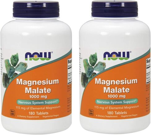 NOW Supplements, Magnesium Malate 1000 mg, Energy Production*, Nervous System Support*, 180 Tablets in Saudi Arabia