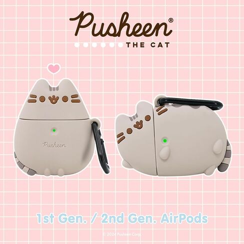 غطاء واقي من السيليكون لطيف iFace x Pusheen مصمم لحافظة AirPods 1/2 [يتضمن مشبك حلقة تسلق] [متوافق مع الشحن اللاسلكي] - واقف in Saudi Arabia