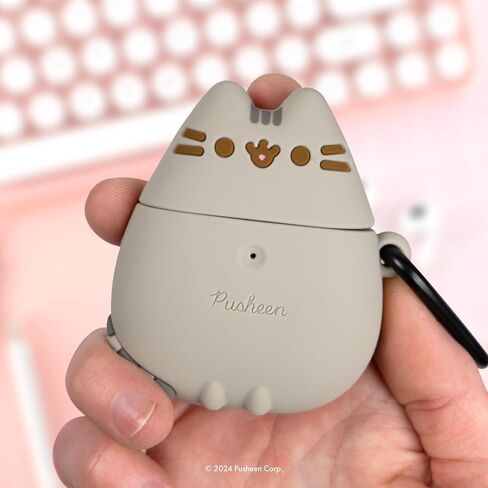 غطاء واقي من السيليكون لطيف iFace x Pusheen مصمم لحافظة AirPods 1/2 [يتضمن مشبك حلقة تسلق] [متوافق مع الشحن اللاسلكي] - واقف in Saudi Arabia
