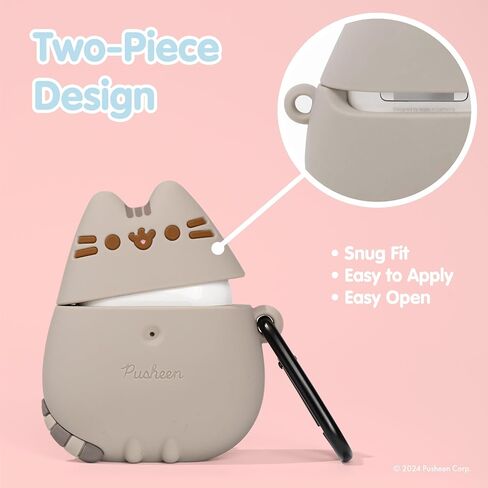 غطاء واقي من السيليكون لطيف iFace x Pusheen مصمم لحافظة AirPods 1/2 [يتضمن مشبك حلقة تسلق] [متوافق مع الشحن اللاسلكي] - واقف in Saudi Arabia