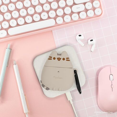 غطاء واقي من السيليكون لطيف iFace x Pusheen مصمم لحافظة AirPods 1/2 [يتضمن مشبك حلقة تسلق] [متوافق مع الشحن اللاسلكي] - واقف in Saudi Arabia