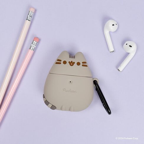 غطاء واقي من السيليكون لطيف iFace x Pusheen مصمم لحافظة AirPods 1/2 [يتضمن مشبك حلقة تسلق] [متوافق مع الشحن اللاسلكي] - واقف in Saudi Arabia