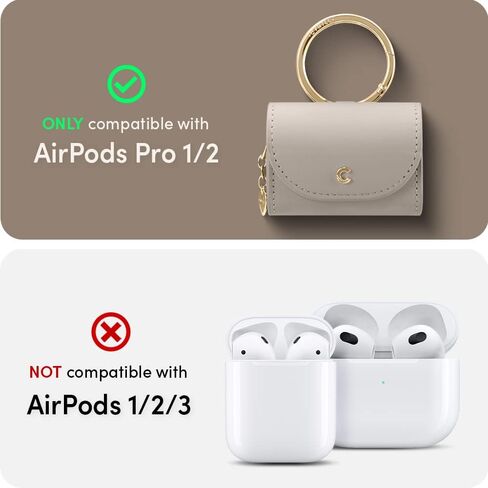 CYRILL Mini Bag Compatible with Airpods Pro (2019), Airpods Pro 2 (2022) for Women, Cute Leather Case Cover with Crossbody Strap - Black in Saudi Arabia
