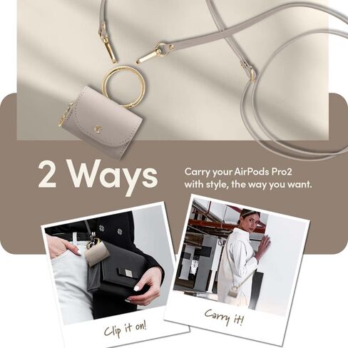 CYRILL Mini Bag Compatible with Airpods Pro (2019), Airpods Pro 2 (2022) for Women, Cute Leather Case Cover with Crossbody Strap - Black in Saudi Arabia